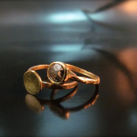 Engagement ring. 14k Yellow gold ring with 0.76ct Grey diamond. UNIQUE handmade - Picture 8 of 11